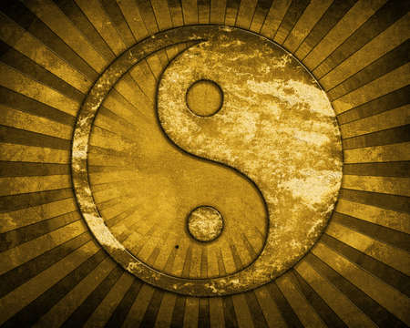 Grunge yin yang symbol backgroundの写真素材