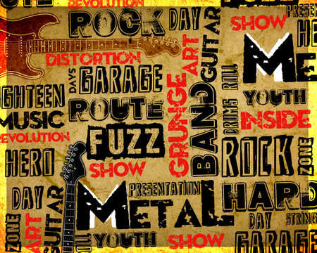 Rock Music poster on grungeの写真素材