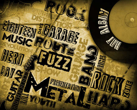 Rock Music poster on grungeの写真素材