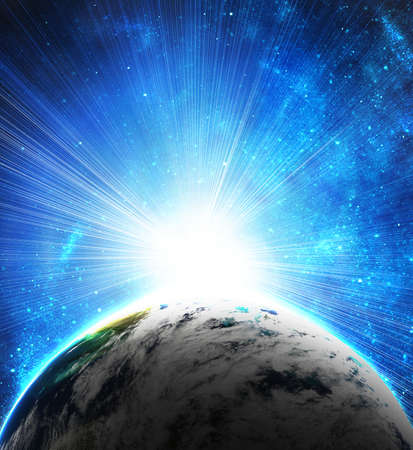 two planets in spaceの写真素材