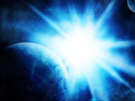 two planets in spaceの写真素材