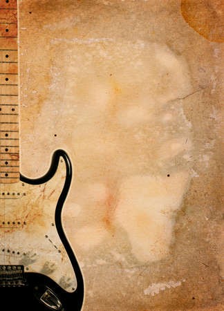 vintage musical background with guitarの写真素材