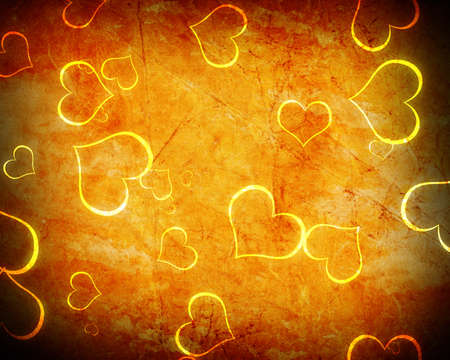 glowing heart shape with stars on grungeの写真素材