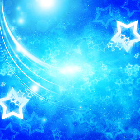 glowing stars on blue backgroundの写真素材