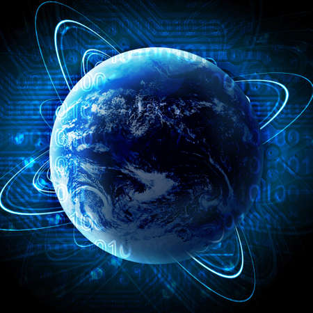 Binary code on high technology backgrounの写真素材