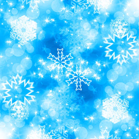 Christmas background with white snowflakes and starsの写真素材
