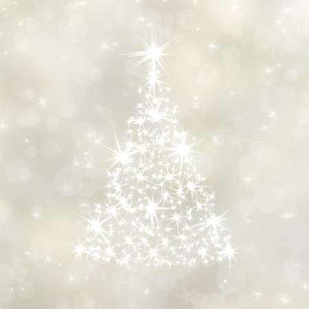 Christmas background with white fir-tree and starsの写真素材