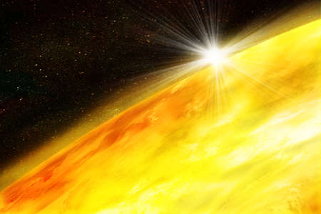 illustration of the sun in spaceの写真素材