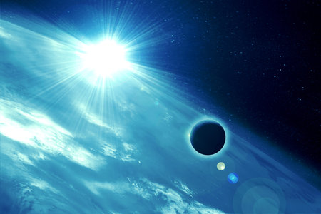 moon against earth in space