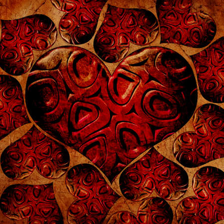 red circles in heart grunge backgroundの写真素材