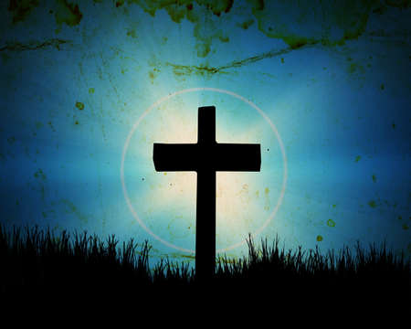 cross on the blue backgroundの写真素材