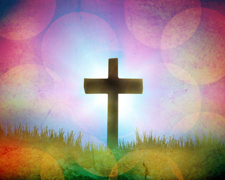 cross on the blue backgroundの写真素材