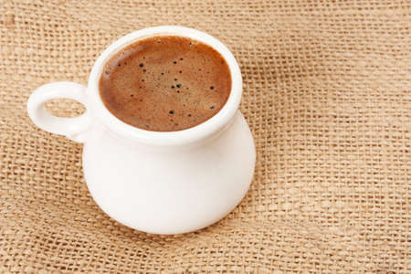 coffee cup on canvas backgroundの写真素材