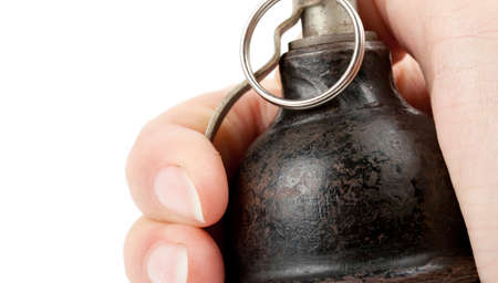 Hand grenade isolated on white backgroundの写真素材