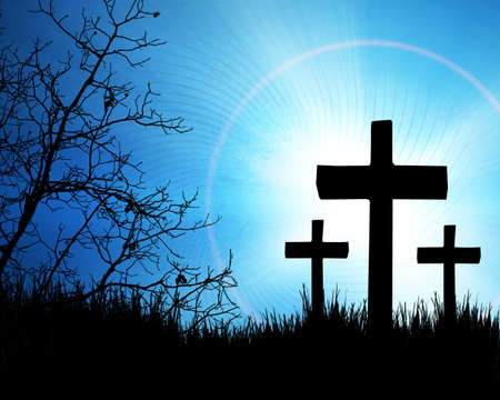 cross on the blue backgroundの写真素材