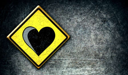Love heart road sign, on the grunge backgroundの写真素材
