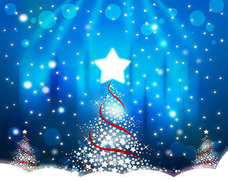 christmas tree on the blue backgroundの写真素材