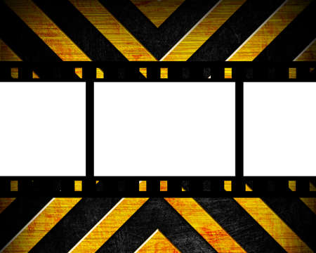 old film strip on the danger backgroundの写真素材