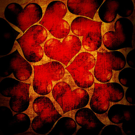 red hearts on a grunge background