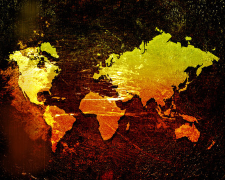 world map on a grunge background