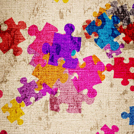grunge background with colourful puzzlesの写真素材
