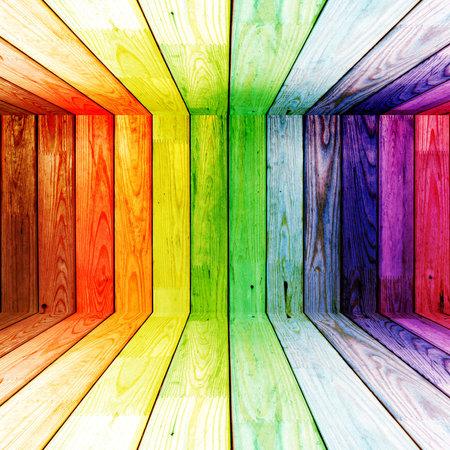 colorful spectral wooden roomの写真素材