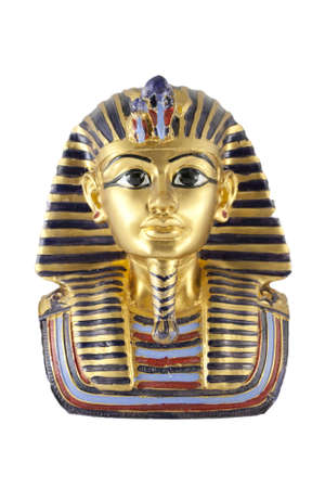 a gold statue of Tutankhamun isolated in white backgroundのeditorial素材