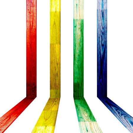 colorful wood planks in white roomの写真素材