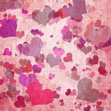 grunge canvas texture with heartsの写真素材