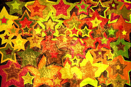 grunge background with colorful starsの写真素材