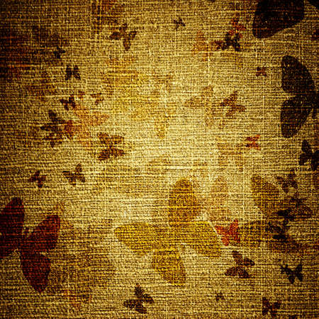 abstract grunge butterflies on canvasの写真素材