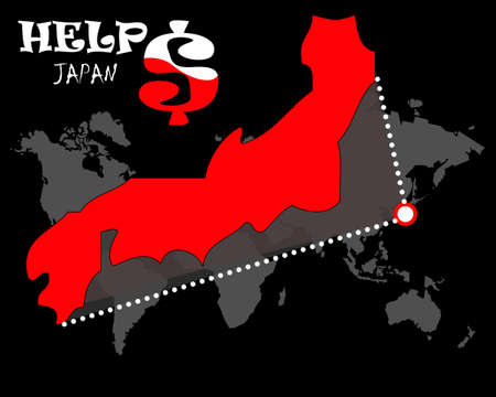 help japan on thebig map with dollarの写真素材