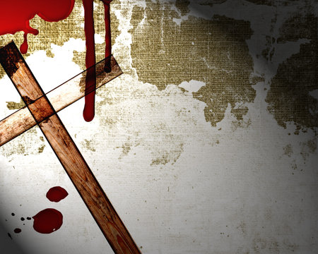 blood on the wall with crossの写真素材