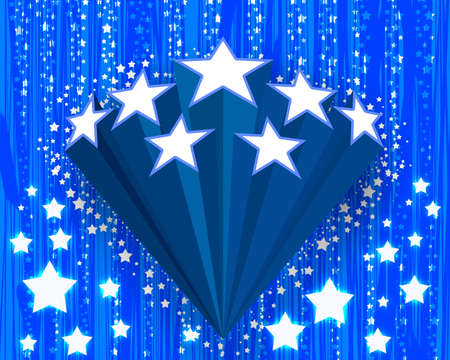 Abstract stars burst on blue backgroundの写真素材