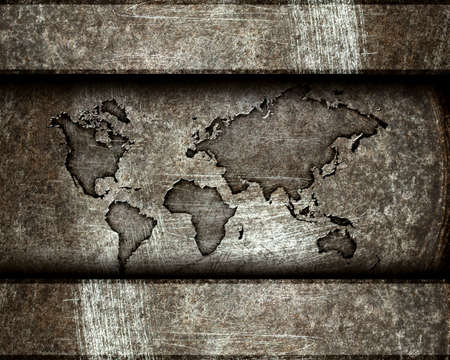 worldmap on a steel backgroundの写真素材