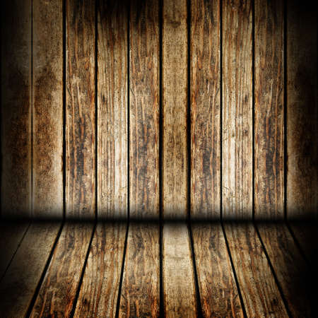 wooden wall and floor in the roomの写真素材