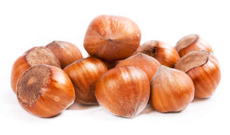 Chestnuts isolated on white backgroundの写真素材