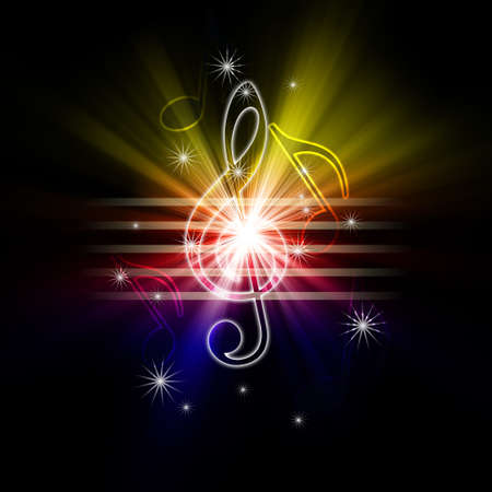 glowing musical symbolsの写真素材