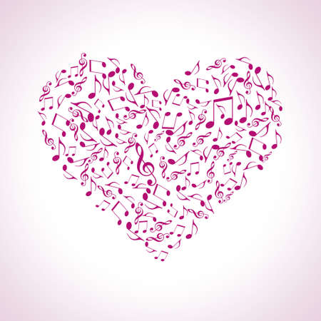 heart made of musical symbolsの写真素材