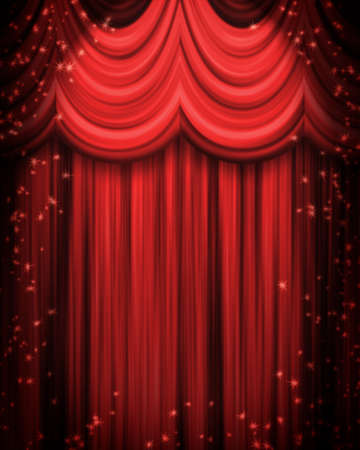 red theatre curtain with spotlightの写真素材