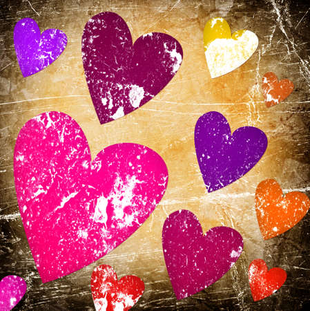 art background with hearts on grungeの写真素材