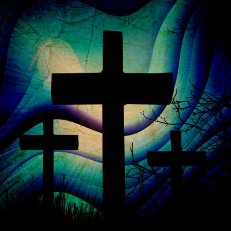 cross on the blue backgroundの写真素材