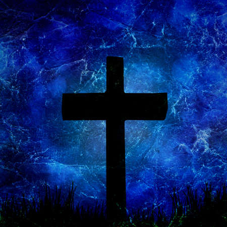 cross on the blue backgroundの写真素材