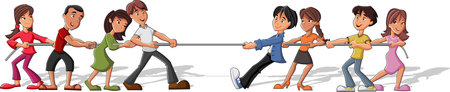 Group of children playing Tug Of War 