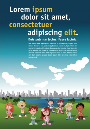 Poster of children in the city park のイラスト素材