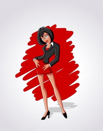Beautiful sexy brunet cartoon business womanのイラスト素材