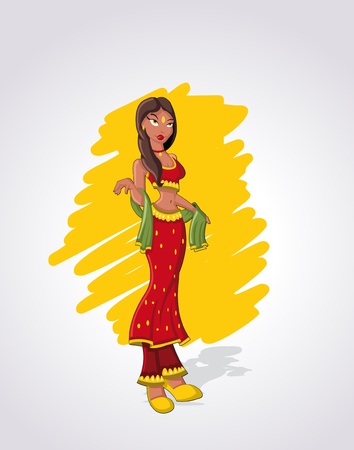 Beautiful sexy brunet cartoon indian womanのイラスト素材