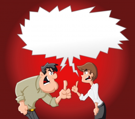 Cartoon couple fighting and pointing finger at each other のイラスト素材