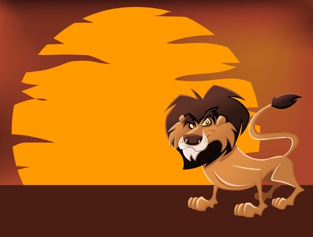 African lion in the sunsetのイラスト素材