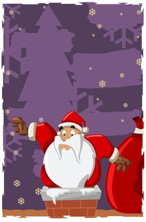 Santa Claus stuck in chimney のイラスト素材